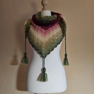 Chusta ręcznie robiona na szydełku, szer. 160cm x wys. 75cm, wełna, K1