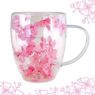 Wyjątkowa podwójna szklanka termiczna z kompozycją kwiatów hortensji HIT