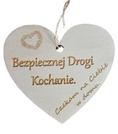 Zawieszka serce do auta drewno z grawerem, prezent dla kierowcy