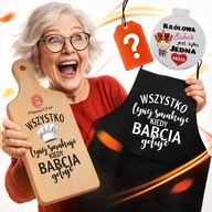 ZESTAW PREZENTOWY DLA BABCI DZIEŃ BABCI FARTUCH DESKA LUSTERKO