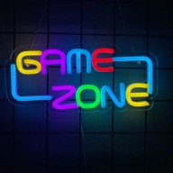 Neon LED Game Zone Lampka Na Ścianę Dekoracja Pokój Gracza USB 29x12cm
