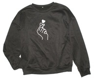 Cudna BLUZA dresowa czarna piękna grafika SERDUSZKO jedyna ciepła_XL