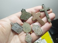 Stare medaliki dewocjonalia medalik szkaplerz XIX i XX w. Przedwojenne