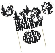 Topper urodzinowy Happy Birthday rower MTB góry las dekoracja tortu