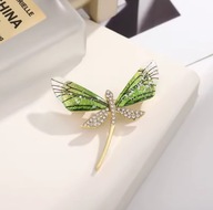 Broszka Cudowny Kolorowa Zielona Ważka Dragonfly Ozdoba Prezent Przypinka