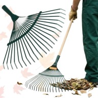 GRABIE OGRODOWE METALOWE WACHLARZOWE DO TRAWY DO LIŚCI Z TRZONKIEM GRABKI