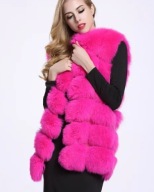 KAMIZELKA FUTRZANA LISY z lisów fuksja neon róż