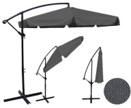 Parasol ogrodowy DUŻY składany wysięgnik z falbaną 350cm 8 segmentów SZARY