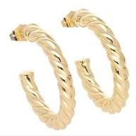 67653 Kolczyki 18K pozłacane 38/6 MM dmuchane kółka