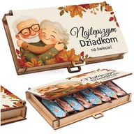 DREWNIANE PUDEŁKO NA CUKIERKI Z NADRUKIEM DZIEŃ BABCI I DZIADKA PREZENT