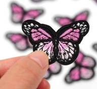 Naszywka motylek ciemno-różowy 5 szt zestaw