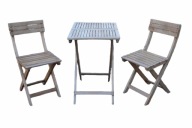 Zestaw mebli balkonowych ogrodowych drewno stół +2 krzesła