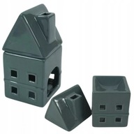 ŚWIECZNIK KOMINEK ZAPACHOWY DOMEK CERAMICZNY SZARY