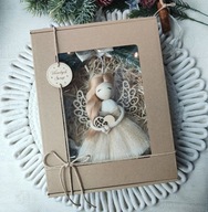 Anioł Świąteczny, Makrama, Dekoracja, Prezent, Rękodzieło