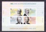 LIECHTENSTEIN** Książęta, 100 lat znaczka Liechtensteinu Mi BL 21