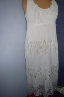 Sukienka włoska letnia długa biała z wiskozy przewiewna_ 42