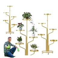 KWIETNIK WOLNOSTOJĄCY ZŁOTY 5 PÓŁEK NA KWIATY METALOWY KÓŁKA LOFT 135 CM