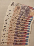 20 zł 2016 banknot UNC seria BW do wyboru
