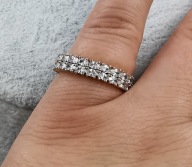 67118 Pierścionek 18K pozłacany średnica 18 mm obrączka z cyrkoniami