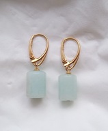 kolczyki z akwamarynem - walec pozłacane srebro