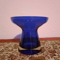 Vintage, Piękny granatowy wazon VEB Glaswerk
