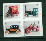 USA** Zabawki, kolej, straż pożarna, znaczki z nominałem Mi 3619-22