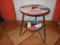 STARY METALOWY STOLIK Z MOZAJKĄ LATA 60-TE