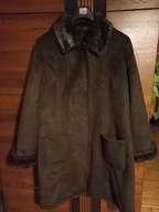 Kożuch sztuczny 44 46 ciemny płaszcz brąz kurtka jak nowy