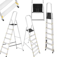 DRABINA ALUMINIOWA SKŁADANA SOLIDNA UNIWERSALNA 150kg 7 STOPNI WYTRZYMAŁA