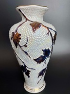 wazon Steatyt Katowice Z. Buksowicz niezwykły duży złote liście w oplocie