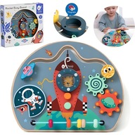 DREWNIANA TABLICA MANIPULACYJNA 6W1 SENSORYCZNA DLA DZIECI CLASSIC WORLD