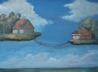 Miasteczko w błękicie Akwarela Sabina Salamon 28x38