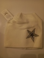 CZAPKA ZIMOWA DAMSKA ECRU GWIAZDA PERŁY CIEPŁA