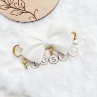 Personalizowana agrafka do wózka z imieniem 5-6 liter kokardka kolory