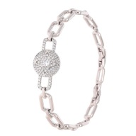 83728 BRANSOLETKA PLATYNOWANA 19-17 CM 14 MM elegancka z cyrkoniami