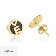 Eap16251 Kolczyki złocone sztyft moneta czarna