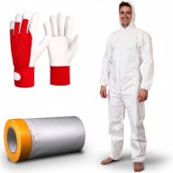 ZESTAW MALARZA 3W1 KOMBINEZON + KAPTUR + FOLIA 55X20M + RĘKAWICE SKÓRZANE