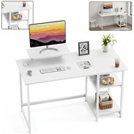 Biurko prostokątne białe komputerowe z półkami 100 x 50 x 75 cm