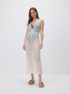 Reserved sukienka długa szydełkowa koronkowa boho ażurowa transparentna y2k