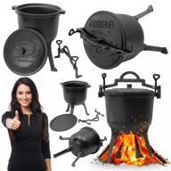 KOCIOŁEK ŻELIWNY MYŚLIWSKI 8L TRÓJNÓG NA OGNISKO GRILLA DO GOTOWANIA