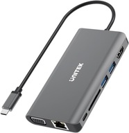 Hub USB-C Unitek D1019A 8 portów PD 100W RJ45 HDMI VGA USB3.2 NOWY