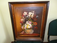 obraz olejny kwiaty w wazonie 54x42 + rama