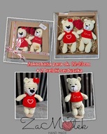 Zestaw Walentynki Ślub Misie Szydełkowe Prezent Urodziny Rocznica Breloki