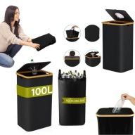 KOSZ DO SEGREGACJI 100 L POJEMNIK NA BUTELKI Z WYCIĄGANYM WORKIEM CZARNY