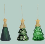 SZKLANA OZDOBNA ZAWIESZKA BOBMKA NA CHOINKĘ ZESTAW ZAWIESZEK CHOINKA 3 szt