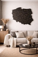 Mapa Polski – Drewniana dekoracja ścienna czarny mat, prezent | 75 cm