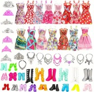 Zestaw 34 Ubrań i Akcesoriów dla Lalek 28 cm – Sukienki, Buty, Korony