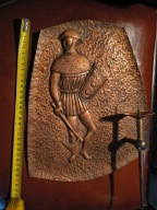 Miedziany świecznik,metaloplastyka PRL.