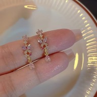 KOLCZYKI DŁUGIE WISZĄCE DIAMENTY DIAMENTAMI SEXY łezki łezkami plater ZŁOTY
