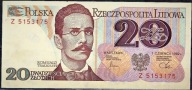 Banknot 20 zł. z 1982 seria Z stan dobry